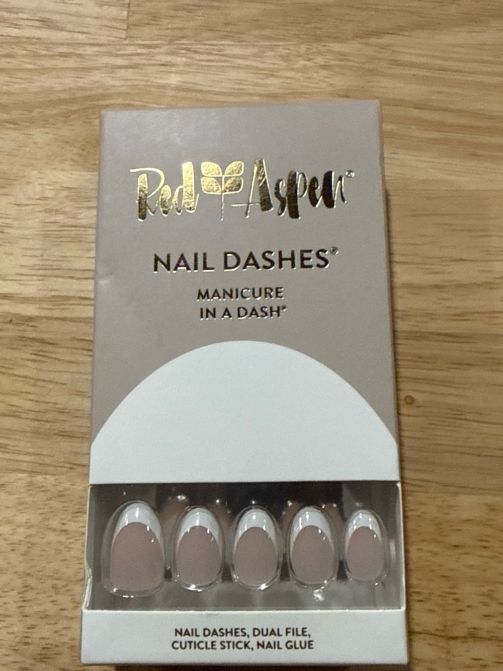 Red Aspen Nude Pink Nail Dashes Press-On Manicure